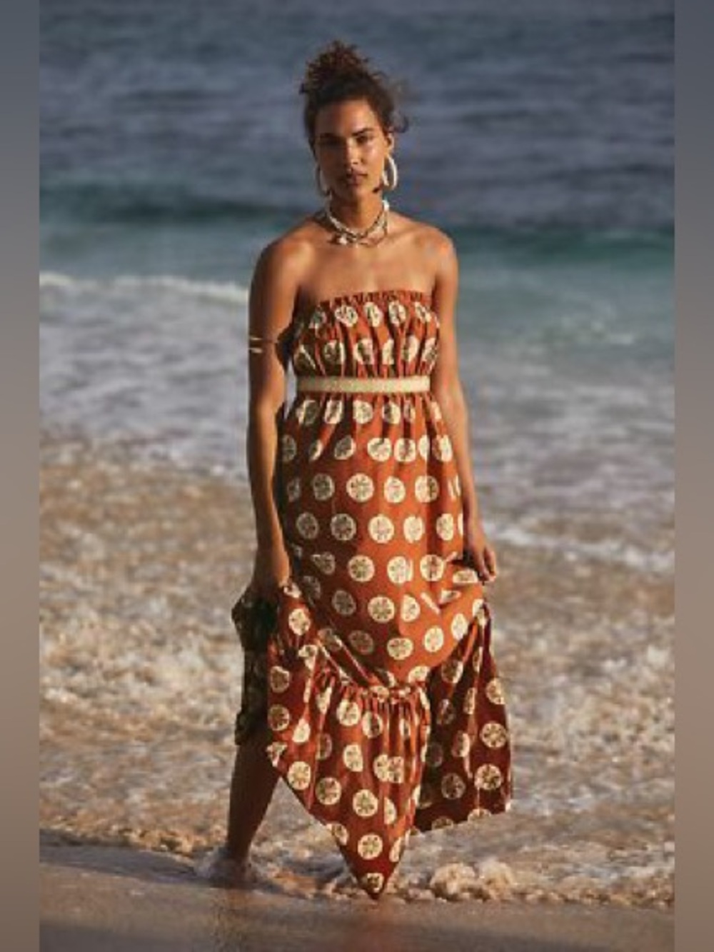 Free People Leanna Baja Bandeau Printed Midi Dress size M